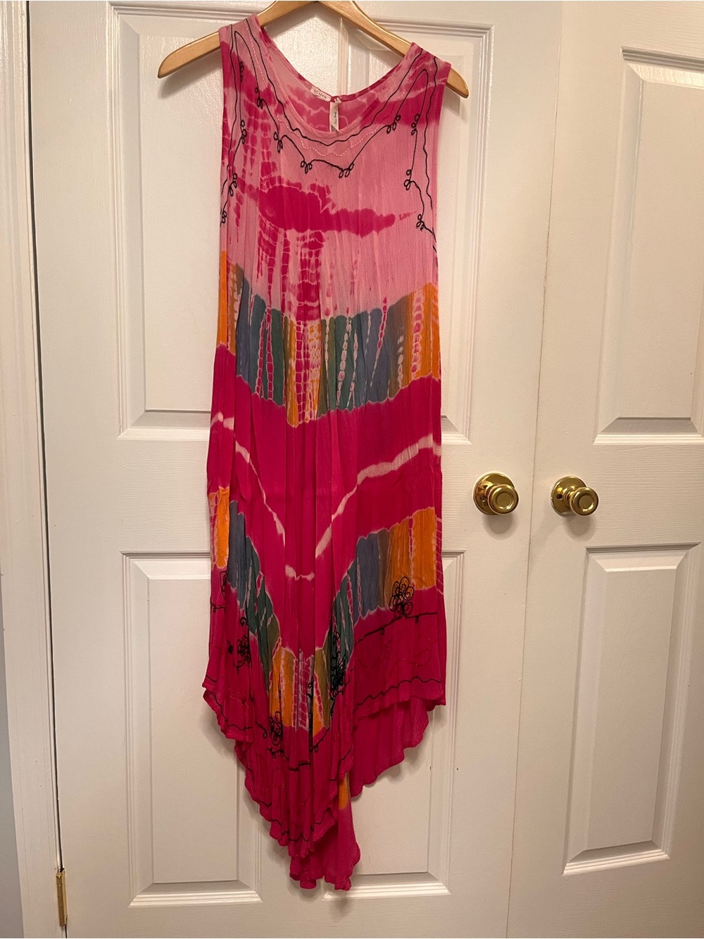 Fuchsia Multicolor Handkerchief Hem Swim Coverup